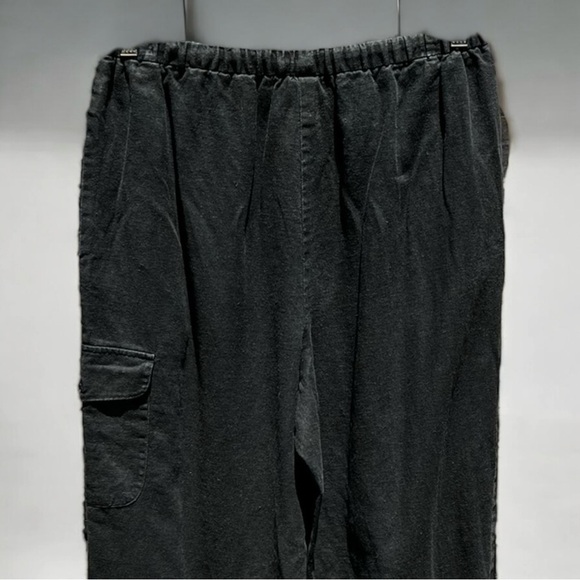 🌻Coldwater Creek Black Linen Blend Wide Leg Patch Pocket Casual Pants Size M - Picture 4 of 7